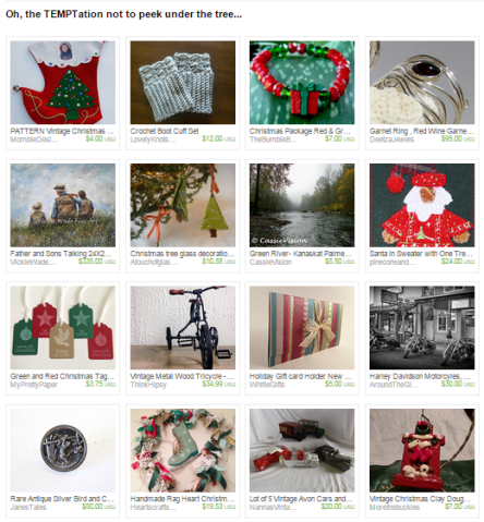 Oh  the TEMPTation not to peek under the tree... by Kathy and Wayne on Etsy